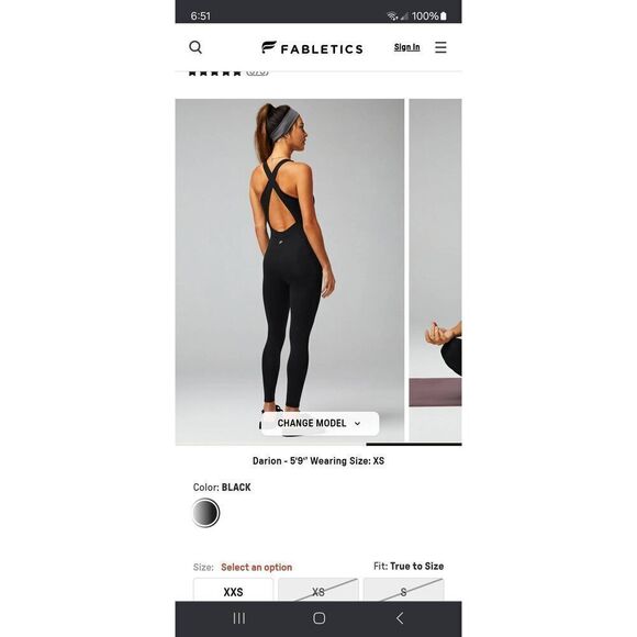 New 4X Fabletics Black Oasis Twist Pureluxe 7/8 Jumpsuit One Piece NWT 22/24 - Picture 2 of 9